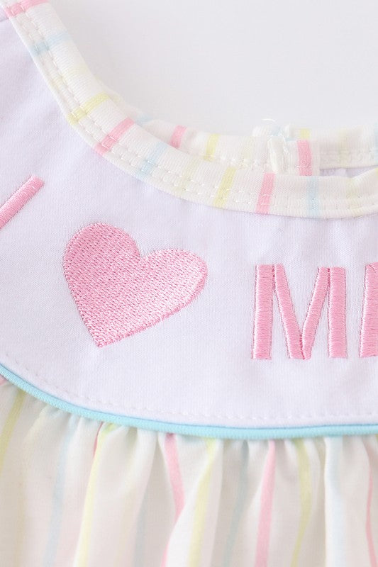 I love MAMA embroidery stripe girl bubble