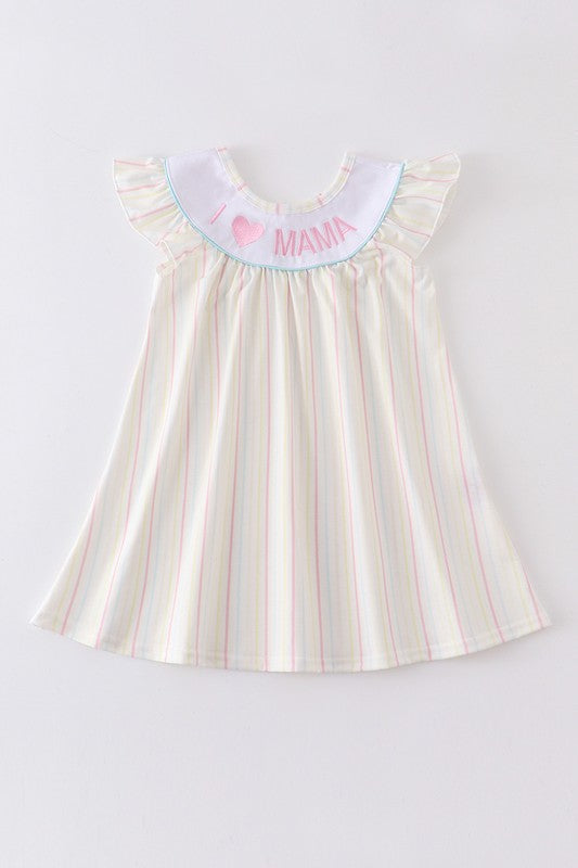 I love MAMA embroidery stripe dress