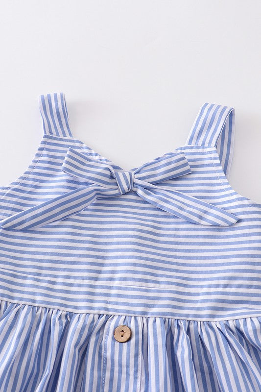 Blue stripe print girl dress