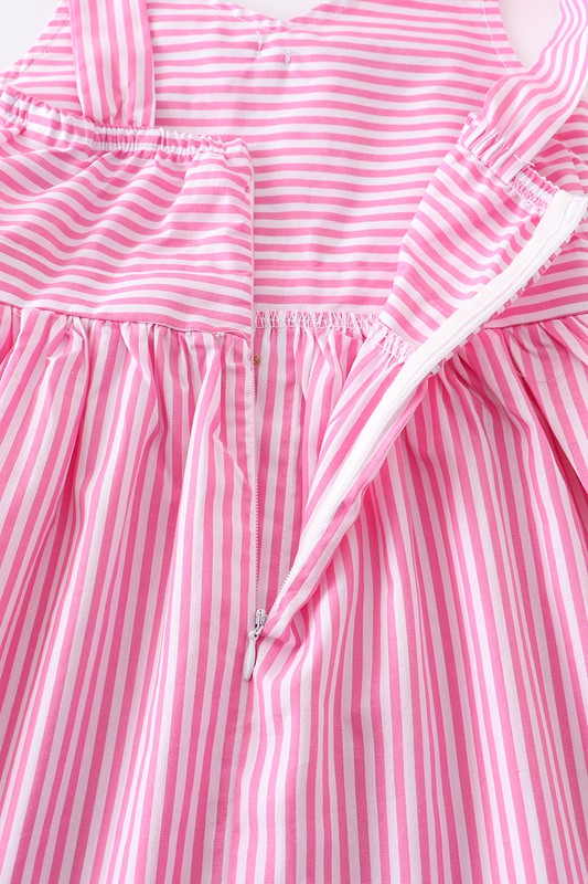 Pink stripe print girl dress