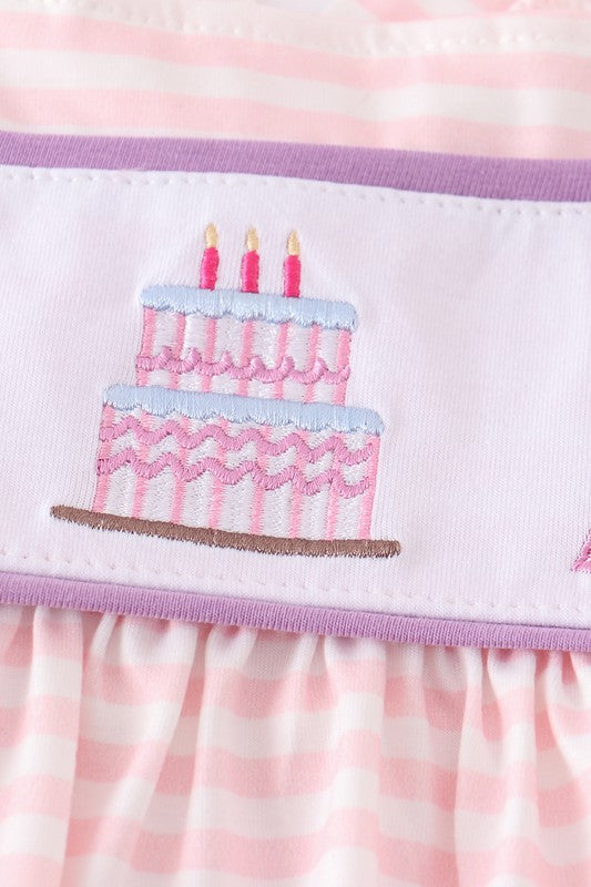 Birthday cake embroidery ruffle girl set