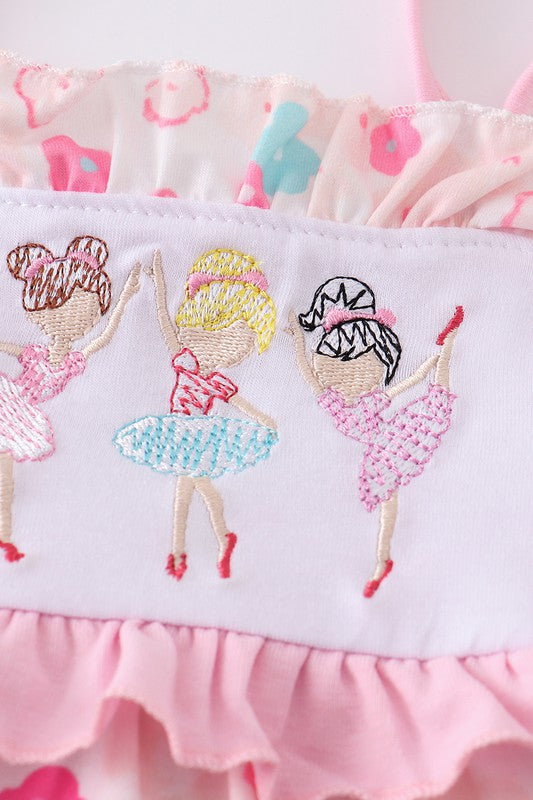Pink ballet girl embroidery girl bubble