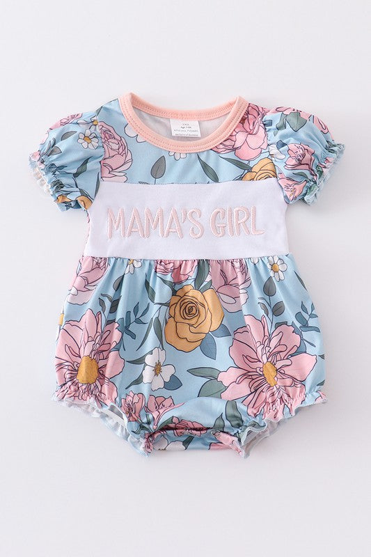 Blue floral print mama's girl bubble