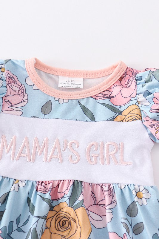 Blue floral print mama's girl bubble