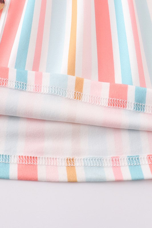 Multicolored stripe buttons strap dress