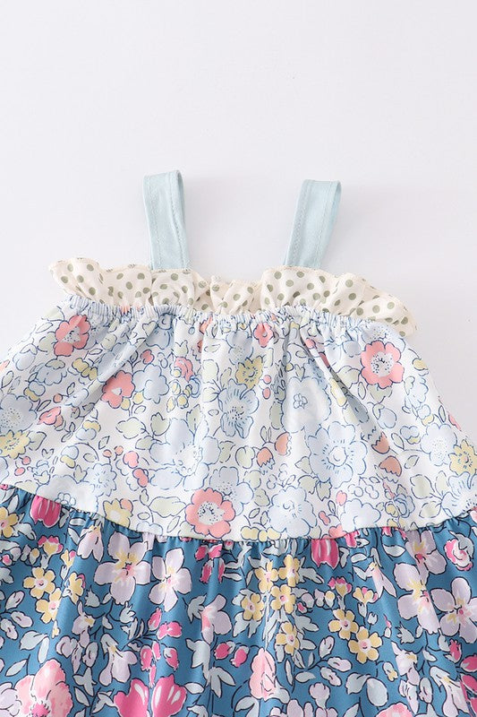Floral print strap tiered dress
