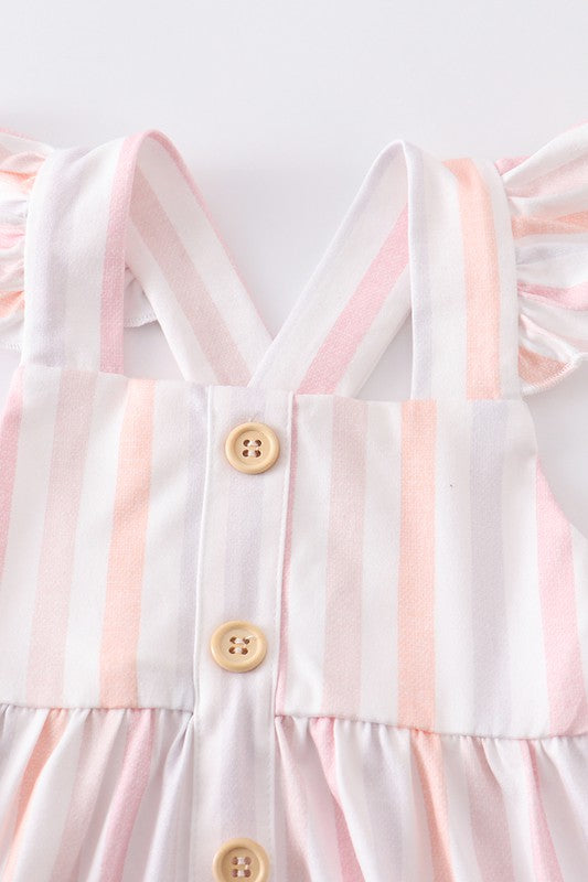 Stripe ruffle buttons baby romper